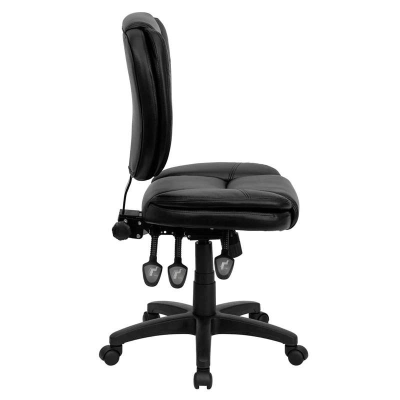 Mid-Back Black Leather Multifunction Ergonomic Swivel Task Chair - By Flash Furniture - Madison Seating 5 Mid-Back Black Leather Multifunction Ergonomic Swivel Task Chair - By Flash Furniture - Madison Seating - Image 3