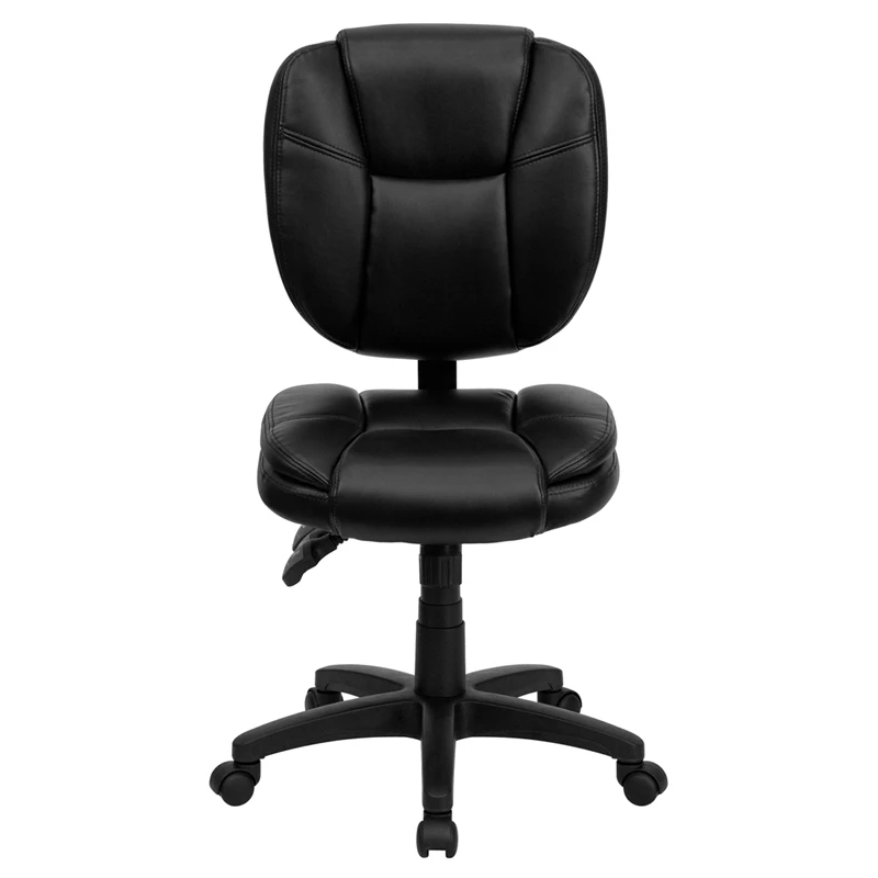 Mid-Back Black Leather Multifunction Ergonomic Swivel Task Chair - By Flash Furniture - Madison Seating 9 Mid-Back Black Leather Multifunction Ergonomic Swivel Task Chair - By Flash Furniture - Madison Seating - Image 7