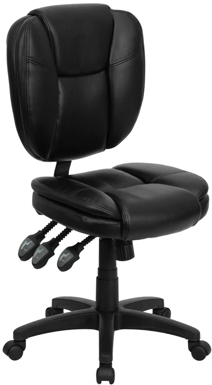 Mid-Back Black Leather Multifunction Ergonomic Swivel Task Chair - By Flash Furniture - Madison Seating 3 Mid-Back Black Leather Multifunction Ergonomic Swivel Task Chair - By Flash Furniture - Madison Seating