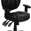 Mid-Back Black Leather Multifunction Ergonomic Swivel Task Chair With Adjustable Arms - By Flash Furniture - Madison Seating -Executive Chairs Sales Mid Back Black Leather Multifunction Ergonomic Swivel Task Chair with Adjustable Arms by Flash Furniture