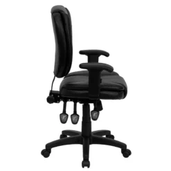 Mid-Back Black Leather Multifunction Ergonomic Swivel Task Chair With Adjustable Arms - By Flash Furniture - Madison Seating 11 Mid-Back Black Leather Multifunction Ergonomic Swivel Task Chair With Adjustable Arms - By Flash Furniture - Madison Seating -Executive Chairs Sales Mid Back Black Leather Multifunction Ergonomic Swivel Task Chair with Adjustable Arms by Flash Furniture 2