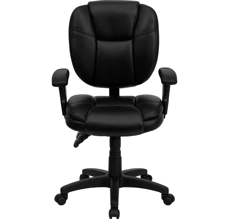 Mid-Back Black Leather Multifunction Ergonomic Swivel Task Chair With Adjustable Arms - By Flash Furniture - Madison Seating 9 Mid-Back Black Leather Multifunction Ergonomic Swivel Task Chair With Adjustable Arms - By Flash Furniture - Madison Seating - Image 7