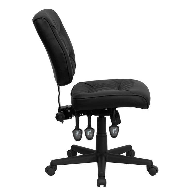 Mid-Back Black Leather Multifunction Swivel Task Chair - By Flash Furniture - Madison Seating 4 Mid-Back Black Leather Multifunction Swivel Task Chair - By Flash Furniture - Madison Seating - Image 2