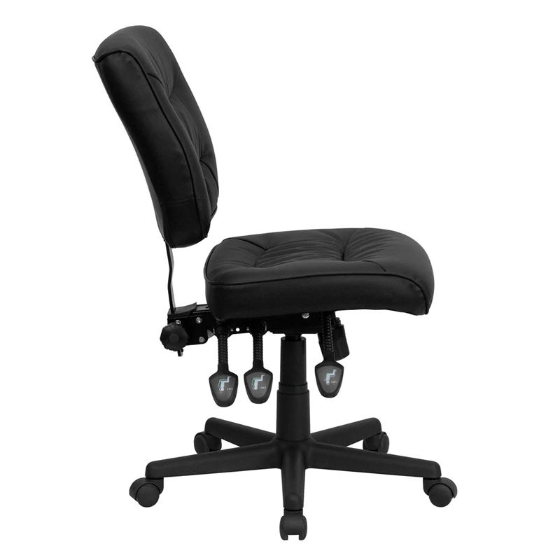 Mid-Back Black Leather Multifunction Swivel Task Chair - By Flash Furniture - Madison Seating 5 Mid-Back Black Leather Multifunction Swivel Task Chair - By Flash Furniture - Madison Seating - Image 3