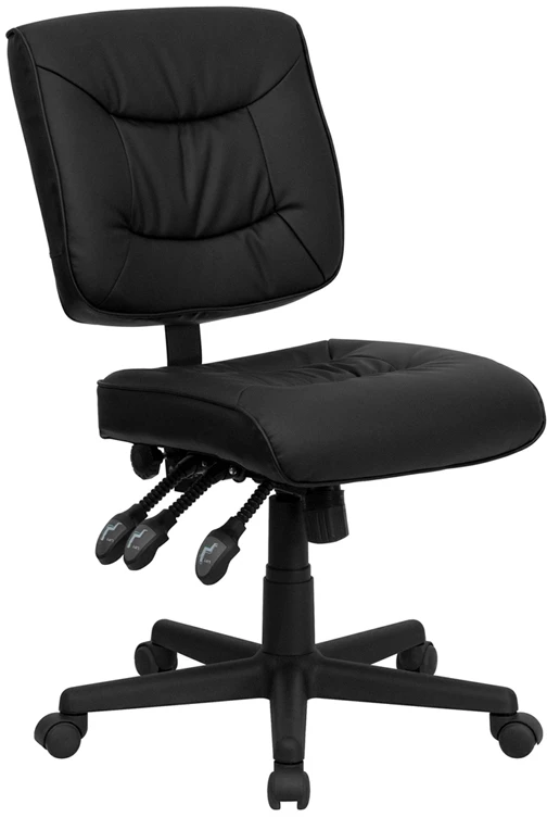 Mid-Back Black Leather Multifunction Swivel Task Chair - By Flash Furniture - Madison Seating 3 Mid-Back Black Leather Multifunction Swivel Task Chair - By Flash Furniture - Madison Seating