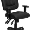 Mid-Back Black Leather Multifunction Swivel Task Chair With Adjustable Arms - By Flash Furniture - Madison Seating