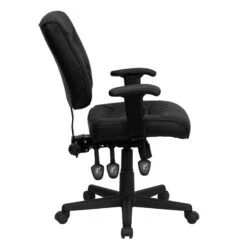 Mid-Back Black Leather Multifunction Swivel Task Chair With Adjustable Arms - By Flash Furniture - Madison Seating -Executive Chairs Sales Mid Back Black Leather Multifunction Swivel Task Chair with Adjustable Arms by Flash Furniture 2