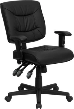 Mid-Back Black Leather Multifunction Swivel Task Chair With Adjustable Arms - By Flash Furniture - Madison Seating