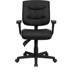 Mid-Back Black Leather Multifunction Swivel Task Chair With Adjustable Arms - By Flash Furniture - Madison Seating -Executive Chairs Sales Mid Back Black Leather Multifunction Swivel Task Chair with Adjustable Arms by Flash Furniture 5