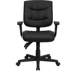 Mid-Back Black Leather Multifunction Swivel Task Chair With Adjustable Arms - By Flash Furniture - Madison Seating -Executive Chairs Sales Mid Back Black Leather Multifunction Swivel Task Chair with Adjustable Arms by Flash Furniture 6