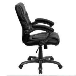 Mid-Back Black Leather Overstuffed Swivel Task Chair With Arms - By Flash Furniture - Madison Seating 10 Mid-Back Black Leather Overstuffed Swivel Task Chair With Arms - By Flash Furniture - Madison Seating -Executive Chairs Sales Mid Back Black Leather Overstuffed Swivel Task Chair with Arms by Flash Furniture 1