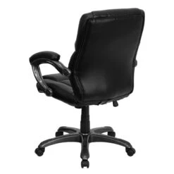 Mid-Back Black Leather Overstuffed Swivel Task Chair With Arms - By Flash Furniture - Madison Seating 12 Mid-Back Black Leather Overstuffed Swivel Task Chair With Arms - By Flash Furniture - Madison Seating -Executive Chairs Sales Mid Back Black Leather Overstuffed Swivel Task Chair with Arms by Flash Furniture 3