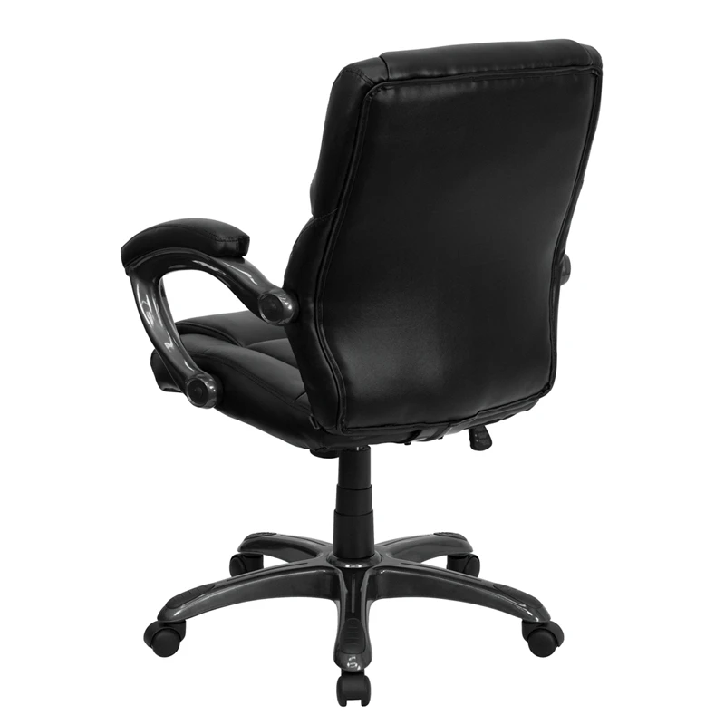 Mid-Back Black Leather Overstuffed Swivel Task Chair With Arms - By Flash Furniture - Madison Seating 7 Mid-Back Black Leather Overstuffed Swivel Task Chair With Arms - By Flash Furniture - Madison Seating - Image 5