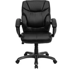 Mid-Back Black Leather Overstuffed Swivel Task Chair With Arms - By Flash Furniture - Madison Seating 14 Mid-Back Black Leather Overstuffed Swivel Task Chair With Arms - By Flash Furniture - Madison Seating -Executive Chairs Sales Mid Back Black Leather Overstuffed Swivel Task Chair with Arms by Flash Furniture 5