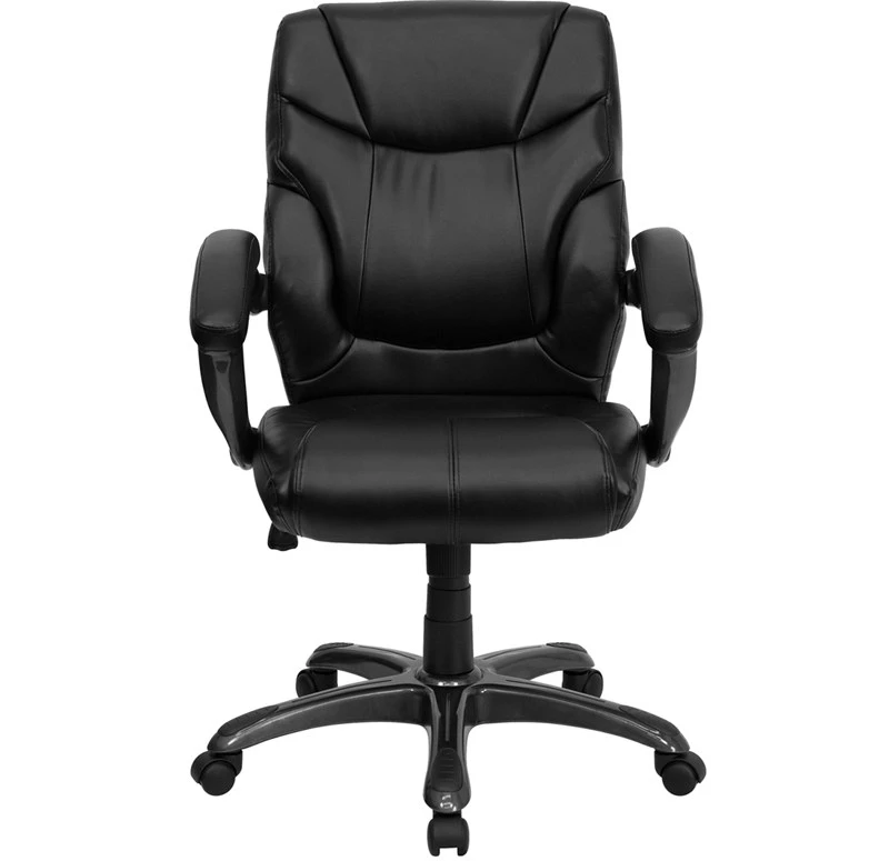 Mid-Back Black Leather Overstuffed Swivel Task Chair With Arms - By Flash Furniture - Madison Seating 8 Mid-Back Black Leather Overstuffed Swivel Task Chair With Arms - By Flash Furniture - Madison Seating - Image 6