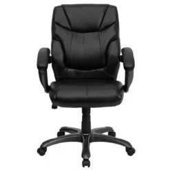 Mid-Back Black Leather Overstuffed Swivel Task Chair With Arms - By Flash Furniture - Madison Seating 15 Mid-Back Black Leather Overstuffed Swivel Task Chair With Arms - By Flash Furniture - Madison Seating -Executive Chairs Sales Mid Back Black Leather Overstuffed Swivel Task Chair with Arms by Flash Furniture 6
