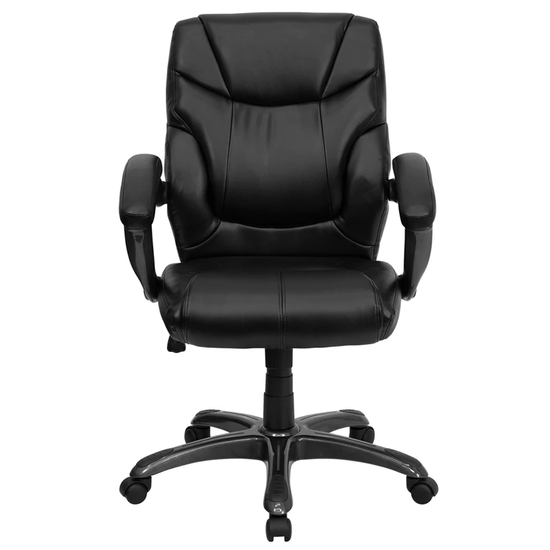 Mid-Back Black Leather Overstuffed Swivel Task Chair With Arms - By Flash Furniture - Madison Seating 9 Mid-Back Black Leather Overstuffed Swivel Task Chair With Arms - By Flash Furniture - Madison Seating - Image 7