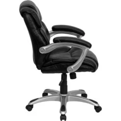 Mid-Back Black Leather Swivel Task Chair With Arms - By Flash Furniture - Madison Seating -Executive Chairs Sales Mid Back Black Leather Swivel Task Chair with Arms by Flash Furniture 1 3