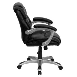 Mid-Back Black Leather Swivel Task Chair With Arms - By Flash Furniture - Madison Seating -Executive Chairs Sales Mid Back Black Leather Swivel Task Chair with Arms by Flash Furniture 2 3
