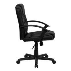 Mid-Back Black Leather Swivel Task Chair With Arms - By Flash Furniture - Madison Seating -Executive Chairs Sales Mid Back Black Leather Swivel Task Chair with Arms by Flash Furniture 2 4