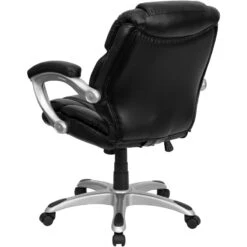 Mid-Back Black Leather Swivel Task Chair With Arms - By Flash Furniture - Madison Seating -Executive Chairs Sales Mid Back Black Leather Swivel Task Chair with Arms by Flash Furniture 3 3