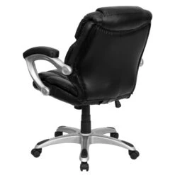 Mid-Back Black Leather Swivel Task Chair With Arms - By Flash Furniture - Madison Seating -Executive Chairs Sales Mid Back Black Leather Swivel Task Chair with Arms by Flash Furniture 4 3