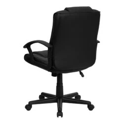 Mid-Back Black Leather Swivel Task Chair With Arms - By Flash Furniture - Madison Seating -Executive Chairs Sales Mid Back Black Leather Swivel Task Chair with Arms by Flash Furniture 4 4