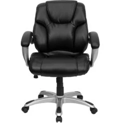 Mid-Back Black Leather Swivel Task Chair With Arms - By Flash Furniture - Madison Seating -Executive Chairs Sales Mid Back Black Leather Swivel Task Chair with Arms by Flash Furniture 5 3