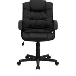 Mid-Back Black Leather Swivel Task Chair With Arms - By Flash Furniture - Madison Seating -Executive Chairs Sales Mid Back Black Leather Swivel Task Chair with Arms by Flash Furniture 5 4