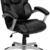 Mid-Back Black Leather Swivel Task Chair With Arms - By Flash Furniture - Madison Seating -Executive Chairs Sales Mid Back Black Leather Swivel Task Chair with Arms by Flash Furniture 9