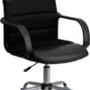 Mid-Back Black Leather And Mesh Swivel Task Chair With Arms - By Flash Furniture - Madison Seating 1 Mid-Back Black Leather And Mesh Swivel Task Chair With Arms - By Flash Furniture - Madison Seating -Executive Chairs Sales Mid Back Black Leather and Mesh Swivel Task Chair with Arms by Flash Furniture