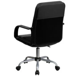 Mid-Back Black Leather And Mesh Swivel Task Chair With Arms - By Flash Furniture - Madison Seating -Executive Chairs Sales Mid Back Black Leather and Mesh Swivel Task Chair with Arms by Flash Furniture 2