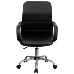 Mid-Back Black Leather And Mesh Swivel Task Chair With Arms - By Flash Furniture - Madison Seating -Executive Chairs Sales Mid Back Black Leather and Mesh Swivel Task Chair with Arms by Flash Furniture 3