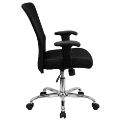 Mid-Back Black Mesh Contemporary Swivel Task Chair With Chrome Base And Adjustable Arms - By Flash Furniture - Madison Seating -Executive Chairs Sales Mid Back Black Mesh Contemporary Swivel Task Chair with Chrome Base and Adjustable Arms by Flash Furniture 2