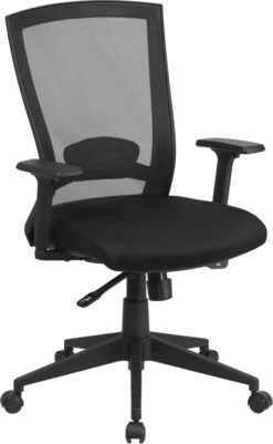 Mid-Back Black Mesh Executive Swivel Chair With Back Angle Adjustment And Adjustable Arms - By Flash Furniture - Madison Seating