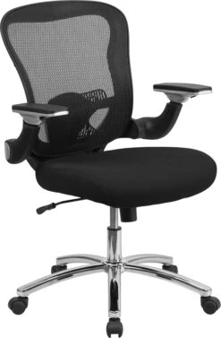 Mid-Back Black Mesh Executive Swivel Chair With Height Adjustable Flip-Up Arms - By Flash Furniture - Madison Seating