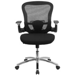 Mid-Back Black Mesh Executive Swivel Chair With Height Adjustable Flip-Up Arms - By Flash Furniture - Madison Seating -Executive Chairs Sales Mid Back Black Mesh Executive Swivel Chair with Height Adjustable Flip Up Arms by Flash Furniture 3