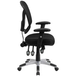 Mid-Back Black Mesh Multifunction Swivel Task Chair With Adjustable Arms - By Flash Furniture - Madison Seating -Executive Chairs Sales Mid Back Black Mesh Multifunction Swivel Task Chair with Adjustable Arms by Flash Furniture 1