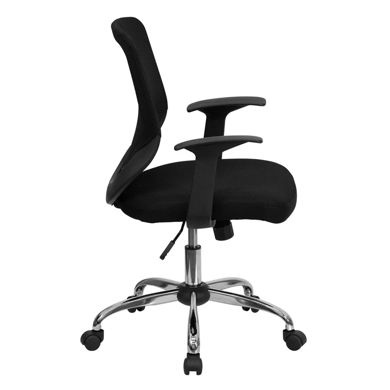 Mid-Back Black Mesh Swivel Task Chair With Arms - By Flash Furniture - Madison Seating 5 Mid-Back Black Mesh Swivel Task Chair With Arms - By Flash Furniture - Madison Seating - Image 3