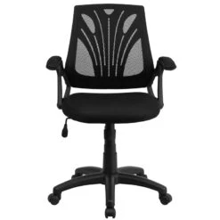 Mid-Back Black Mesh Swivel Task Chair With Arms - By Flash Furniture - Madison Seating -Executive Chairs Sales Mid Back Black Mesh Swivel Task Chair with Arms by Flash Furniture 3 4