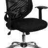 Mid-Back Black Mesh Swivel Task Chair With Arms - By Flash Furniture - Madison Seating -Executive Chairs Sales Mid Back Black Mesh Swivel Task Chair with Arms by Flash Furniture 8