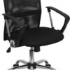 Mid-Back Black Mesh Swivel Task Chair With Chrome Base And Arms - By Flash Furniture - Madison Seating -Executive Chairs Sales Mid Back Black Mesh Swivel Task Chair with Chrome Base and Arms by Flash Furniture 7
