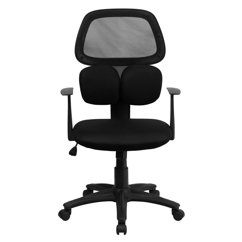 Mid-Back Black Mesh Swivel Task Chair With Flexible Dual Lumbar Support And Arms - By Flash Furniture - Madison Seating 6 Mid-Back Black Mesh Swivel Task Chair With Flexible Dual Lumbar Support And Arms - By Flash Furniture - Madison Seating - Image 4