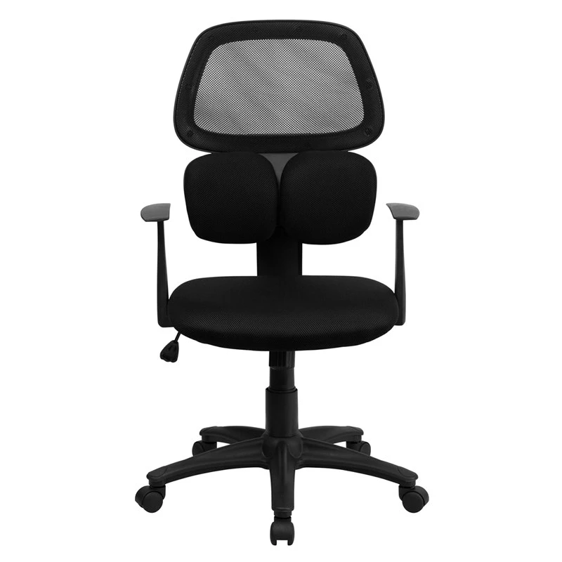 Mid-Back Black Mesh Swivel Task Chair With Flexible Dual Lumbar Support And Arms - By Flash Furniture - Madison Seating 9 Mid-Back Black Mesh Swivel Task Chair With Flexible Dual Lumbar Support And Arms - By Flash Furniture - Madison Seating - Image 7