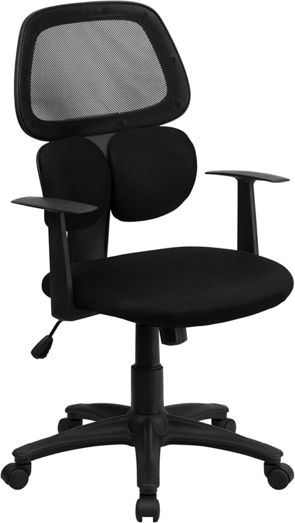 Mid-Back Black Mesh Swivel Task Chair With Flexible Dual Lumbar Support And Arms - By Flash Furniture - Madison Seating 3 Mid-Back Black Mesh Swivel Task Chair With Flexible Dual Lumbar Support And Arms - By Flash Furniture - Madison Seating