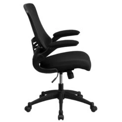 Mid-Back Black Mesh Swivel Task Chair With Flip-Up Arms - By Flash Furniture - Madison Seating -Executive Chairs Sales Mid Back Black Mesh Swivel Task Chair with Flip Up Arms by Flash Furniture 1
