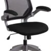 Mid-Back Black Mesh Swivel Task Chair With Gray Frame And Flip-Up Arms - By Flash Furniture - Madison Seating -Executive Chairs Sales Mid Back Black Mesh Swivel Task Chair with Gray Frame and Flip Up Arms by Flash Furniture