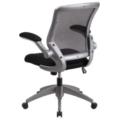 Mid-Back Black Mesh Swivel Task Chair With Gray Frame And Flip-Up Arms - By Flash Furniture - Madison Seating -Executive Chairs Sales Mid Back Black Mesh Swivel Task Chair with Gray Frame and Flip Up Arms by Flash Furniture 2