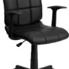 Mid-Back Black Quilted Vinyl Swivel Task Chair With Arms - By Flash Furniture - Madison Seating -Executive Chairs Sales Mid Back Black Quilted Vinyl Swivel Task Chair with Arms by Flash Furniture
