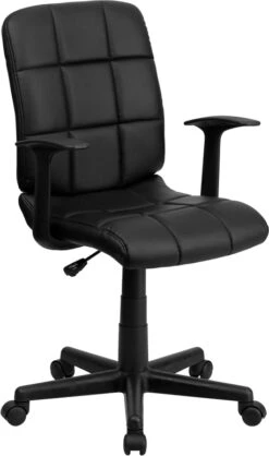 Mid-Back Black Quilted Vinyl Swivel Task Chair With Arms - By Flash Furniture - Madison Seating